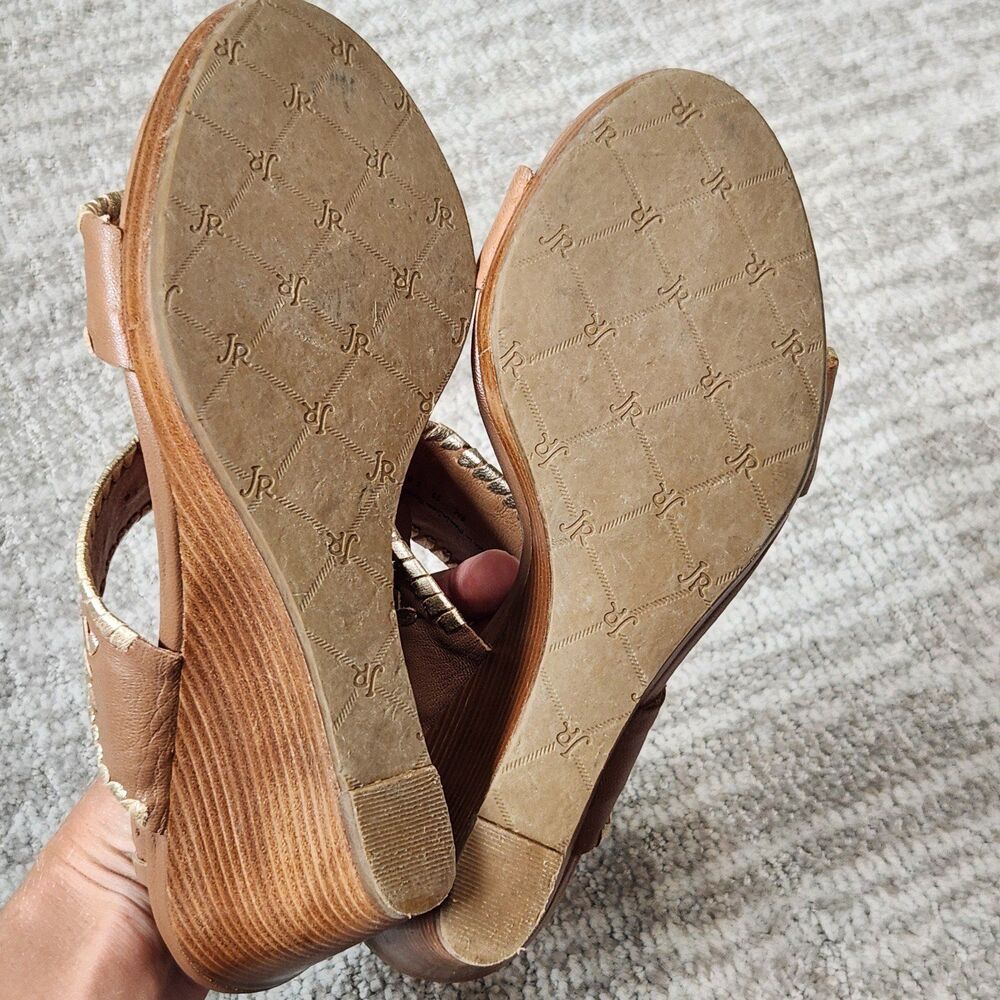 Jack Rogers Vanessa Stacked Platform Wedge Heel Sandal tan gold size 8 - Picture 8 of 12